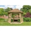 Forest Garden 3.6m Hexagonal Wooden Garden Gazebo With Timber Roof – Furnished (Cream) - Home Delivery & Installation