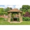 Forest Garden 3.6m Hexagonal Wooden Garden Gazebo With Thatched Roof – Furnished (Green) - Home Delivery & Installation -Decor In Garden Store 1 64