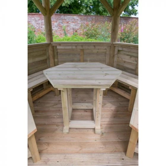 Forest Garden 3.6m Hexagonal Wooden Garden Gazebo With Thatched Roof – Furnished (Green) - Home Delivery & Installation 4 Forest Garden 3.6m Hexagonal Wooden Garden Gazebo With Thatched Roof – Furnished (Green) - Home Delivery & Installation - Image 2