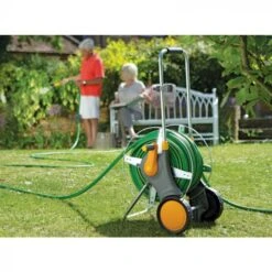 Hozelock 90m Assembled Metal Hose Cart -Decor In Garden Store 322402 90m assembled metal hose cart insitu