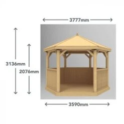 Forest Garden 3.6m Hexagonal Wooden Garden Gazebo With Thatched Roof – Furnished (Green) - Home Delivery & Installation 9 Forest Garden 3.6m Hexagonal Wooden Garden Gazebo With Thatched Roof – Furnished (Green) - Home Delivery & Installation -Decor In Garden Store 4 25
