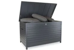 Kettler Large Aluminium Storage Box With Waterproof Liner -Decor In Garden Store aluminium storage box lid open