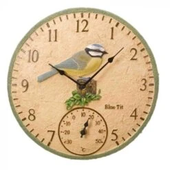 Blue Tit Wall Clock & Thermometer 12" - Smart Garden