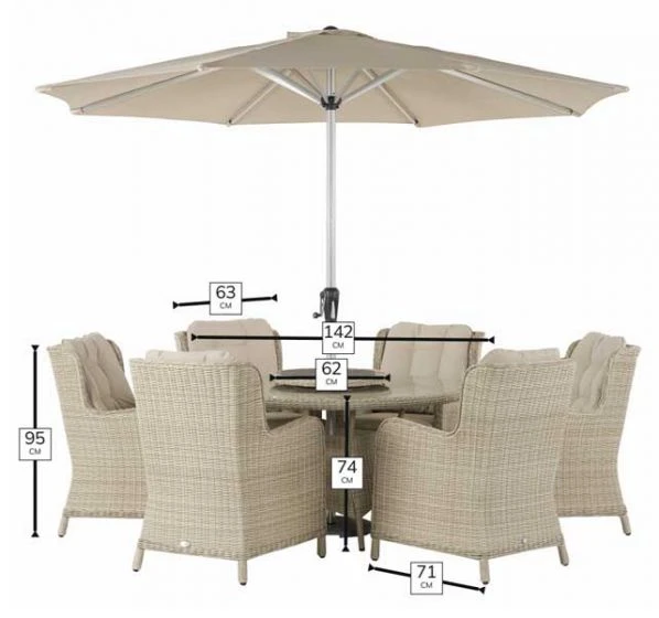 Bramblecrest Chedworth 6 Seat Set W 140Cm Round Table W Lazy Susan & Parasol 8 Bramblecrest Chedworth 6 Seat Set W 140Cm Round Table W Lazy Susan & Parasol - Image 6