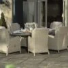 Bramblecrest Chedworth 220 X 145cm Elliptical Table, 60cm Lazy Susan, 2 Recliners, 6 Armchairs & Parasol - Sandstone -Decor In Garden Store chedworth 8 seater