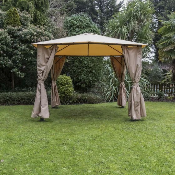 Eden 3x3m Gazebo With Curtains Taupe 3 Eden 3x3m Gazebo With Curtains Taupe
