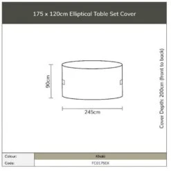 Bramblecrest Bramblecrest Cover 175x120cm Elliptical Table Set - Khaki -Decor In Garden Store elliptical set cover 175 sizes