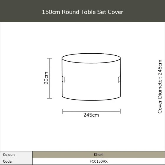 Bramblecrest Bramblecrest Cover 150cm Round Dining Set - Khaki (Resin) 6 Bramblecrest Bramblecrest Cover 150cm Round Dining Set - Khaki (Resin) - Image 4