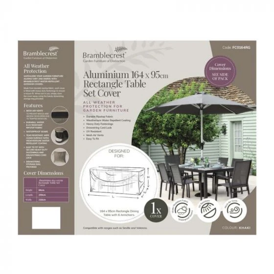Bramblecrest Bramblecrest Cover 164x95cm Rectangle Table Set - Khaki 3 Bramblecrest Bramblecrest Cover 164x95cm Rectangle Table Set - Khaki
