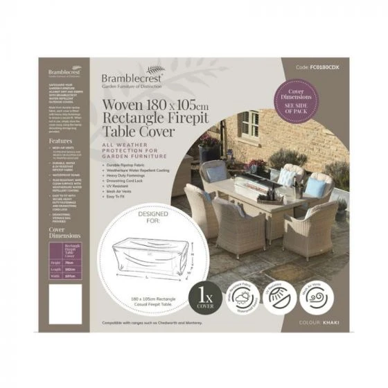 Bramblecrest Rattan Rectangle Casual Firepit Table Cover - Chedworth/Monterey 3 Bramblecrest Rattan Rectangle Casual Firepit Table Cover - Chedworth/Monterey