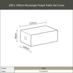 Bramblecrest Bramblecrest Cover 180x105cm Rectangle Firepit Table Set Cover - Khaki -Decor In Garden Store fc0180rtx image5