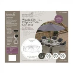 Bramblecrest Woven Elliptical 250cm X 175cm Table Set Cover - Chedworth/Monterey