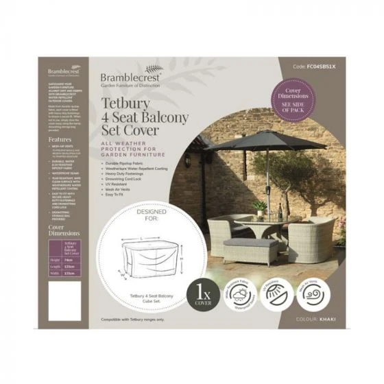 Bramblecrest Bramblecrest Cover 8 Seat Balcony Set - Khaki 3 Bramblecrest Bramblecrest Cover 8 Seat Balcony Set - Khaki