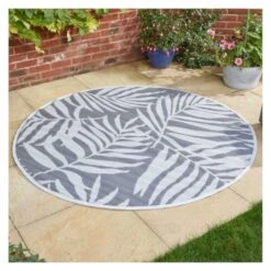 Alfresco Round Mat Fern 180cm - Grey