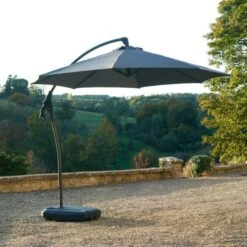 Bramblecrest Gloucester Grey Cantilever Parasol With Base And Cover