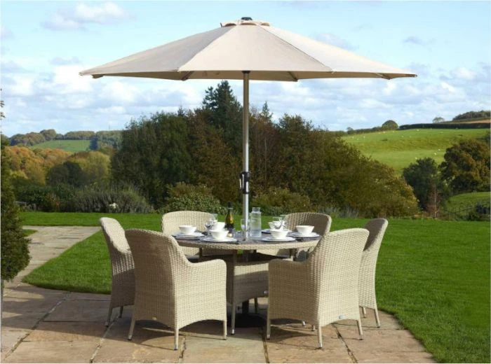 Bramblecrest Tetbury 6 Seat Set W 135cm Table & Parasol - Nutmeg 3 Bramblecrest Tetbury 6 Seat Set W 135cm Table & Parasol - Nutmeg