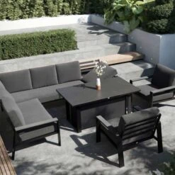 Livorno Corner Modular Set W 145x85cm Rectangular Adjustable Table & Armchairs -Decor In Garden Store livorno corner set 2
