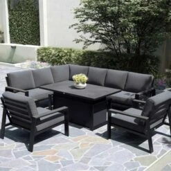 Livorno Corner Modular Set W 145x85cm Rectangular Adjustable Table & Armchairs -Decor In Garden Store livorno corner set