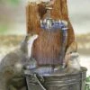 Playful Otters Water Feature With LEDs