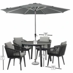 Bramblecrest Palermo 4 Seat Set W 110cm Dining Table & Parasol - Anthracite 12 Bramblecrest Palermo 4 Seat Set W 110cm Dining Table & Parasol - Anthracite -Decor In Garden Store palermo 4 seat dimensions