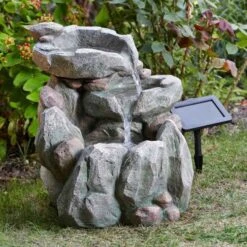 Smart Solar Rock Fall Fountain -Decor In Garden Store rock frall