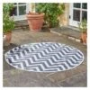 Alfresco Round Mat Zigzag 180cm - Onxy -Decor In Garden Store round rug 1