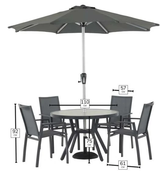 Bramblecrest Seville 4 Seat Set W 110cm Dining Table & Parasol 6 Bramblecrest Seville 4 Seat Set W 110cm Dining Table & Parasol - Image 4
