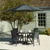 Bramblecrest Seville 4 Seat Set W 110cm Dining Table & Parasol -Decor In Garden Store seville 4 seat set 1