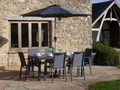 Bramblecrest Seville 6 Seat Set W 164x95cm Dining Table & Parasol