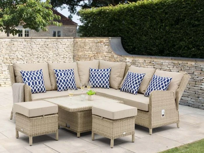 Bramblecrest Somerford Reclining Mini Modular Sofa Set W Ceramic Table & 2 Stools 4 Bramblecrest Somerford Reclining Mini Modular Sofa Set W Ceramic Table & 2 Stools - Image 2