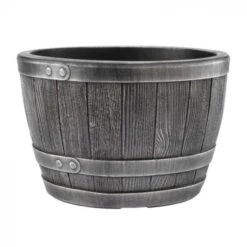 Stewart Garden Blenheim Half Barrel 40cm - Pewter Effect