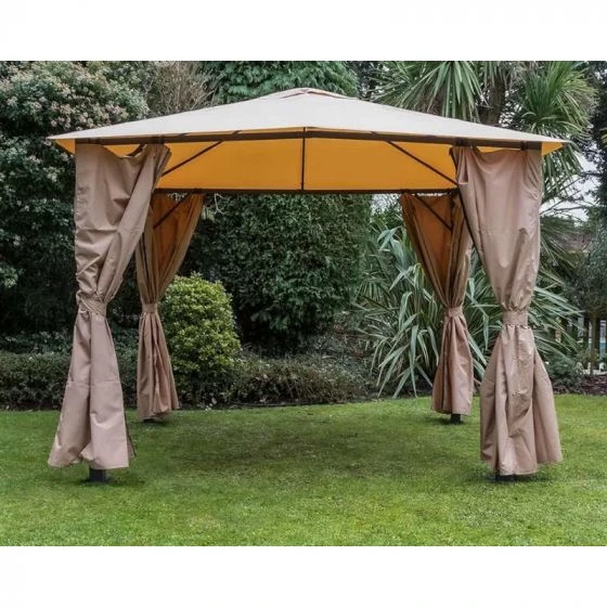 Eden Gazebo With Curtains 2.5m X 2.5m - Taupe 3 Eden Gazebo With Curtains 2.5m X 2.5m - Taupe