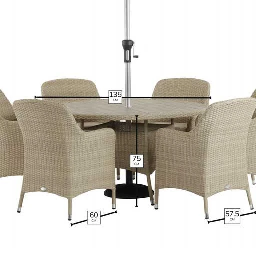 Bramblecrest Tetbury 6 Seat Set W 135cm Table & Parasol - Nutmeg 5 Bramblecrest Tetbury 6 Seat Set W 135cm Table & Parasol - Nutmeg - Image 3
