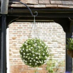 Topiary White Rose Ball -Decor In Garden Store topiary white rose ball 2