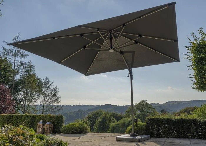 Bramblecrest Truro 3mx3m Square Side Post Parasol Grey With LED 3 Bramblecrest Truro 3mx3m Square Side Post Parasol Grey With LED