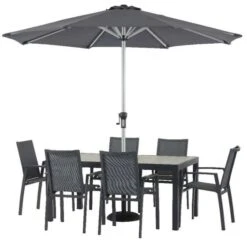 Bramblecrest Seville 6 Seat Set W 164x95cm Dining Table & Parasol -Decor In Garden Store x20ase166rt2 seville 164 x 95cm rectangle dining table