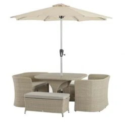 Bramblecrest Tetbury 8 Seat Balcony Set W Parasol - Nutmeg -Decor In Garden Store x20qs4kn1nw 1 1 web