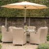 Bramblecrest Chedworth 6 Seat Set W 140Cm Round Table W Lazy Susan & Parasol -Decor In Garden Store x20wcw140rd1 lifestyle