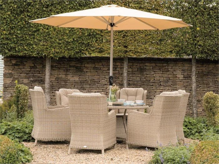 Bramblecrest Chedworth 6 Seat Set W 140Cm Round Table W Lazy Susan & Parasol 3 Bramblecrest Chedworth 6 Seat Set W 140Cm Round Table W Lazy Susan & Parasol