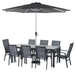 Bramblecrest Seville 8 Seat Set W 204x95cm Dining Table & Parasol -Decor In Garden Store x22ase206rt2 1 1 web