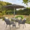 Bramblecrest Palermo 4 Seat Set W 110cm Dining Table & Parasol - Anthracite