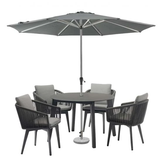 Bramblecrest Palermo 4 Seat Set W 110cm Dining Table & Parasol - Anthracite 8 Bramblecrest Palermo 4 Seat Set W 110cm Dining Table & Parasol - Anthracite - Image 6