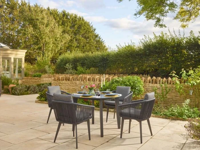 Bramblecrest Palermo 4 Seat Set W 110cm Dining Table & Parasol - Anthracite 5 Bramblecrest Palermo 4 Seat Set W 110cm Dining Table & Parasol - Anthracite - Image 3