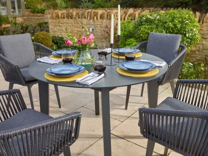 Bramblecrest Palermo 4 Seat Set W 110cm Dining Table & Parasol - Anthracite 6 Bramblecrest Palermo 4 Seat Set W 110cm Dining Table & Parasol - Anthracite - Image 4