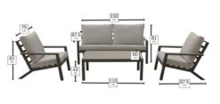 Bramblecrest Zurich 2 Seat Sofa Set W Coffee Table & 2 Sofa Chairs -Decor In Garden Store zurich sofa set dimensions